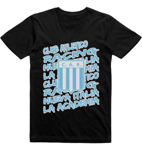 Remera Infantil Puro Algodon Negra Racing De Cordoba