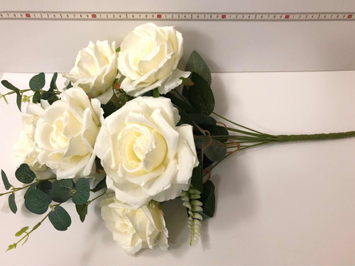 Rosa Branca Artificial X7 Flores | Frete grátis