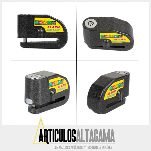 Imagen 7 de 10 de Candado Freno De Disco Con Alarma Para Moto O Bicicleta Inox