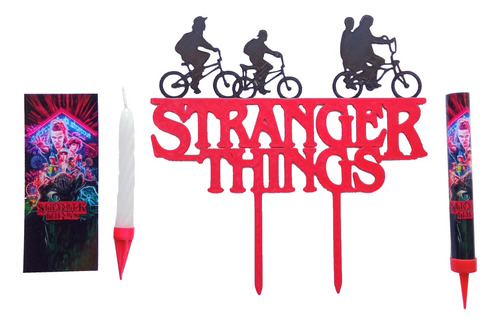 Adorno Para Torta Stranger Things + Vela + Bengala + Sticker