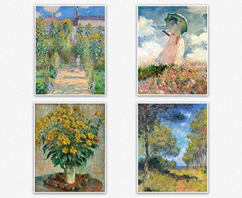 Claude Monet Juego De 4 Pinturas De Bellas Artes, Obras De A