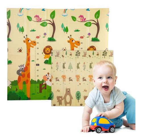 Tapete De Juego Plegable Gateo Bebé 200x180x1 Cms Doble Faz