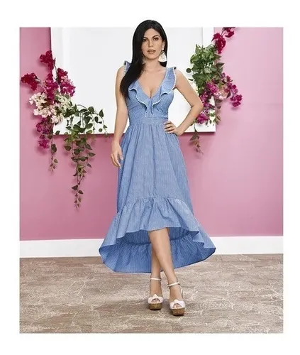 Vestido De Rayas Azul Con Blanco Mujer 977 30 Cklass