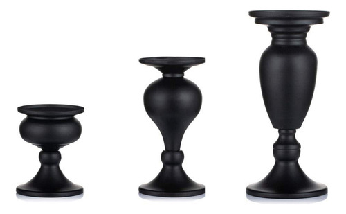 Candelabros Negros Mate Para Velas Cónicas, Vela Retro De Hi