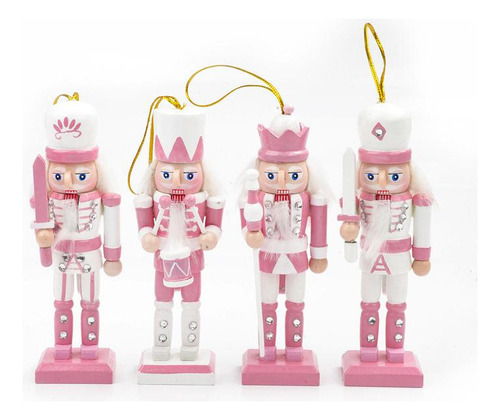 4x Figura De Soldado Cascanueces De Madera Adorno De Muñeca
