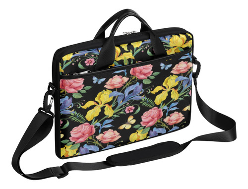 Flor Rosa Mariposa Bolso Hombro Para Computadora Portatil Tr