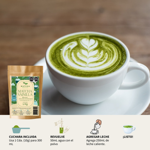 Matcha Con Vainilla 1 Kg Endulzado Con Azúcar Mascabado