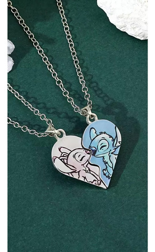Collar Corazón Lilo Y Stich Amor Pareja