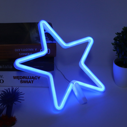 Letrero De Neón Led Decorativo Con Forma De Estrella Para Fi
