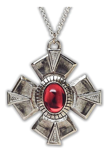 Medallon Con Colgante Cabujon Rojo Renacentista Acabado Plat