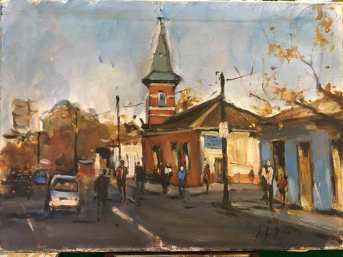 Óleo Tela   Paisaje Urbano 40x 55 Cm