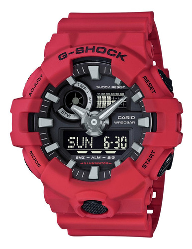 Reloj G-shock Ga-700-4a Resina Hombre Rojo