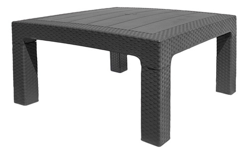 Mesa Baja Plástica Cuadrada Reforzada Jardin Simil Rattan Hk