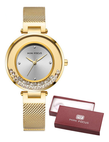 Reloj Elegante De Lujo Mini Focus 0254l Diamond