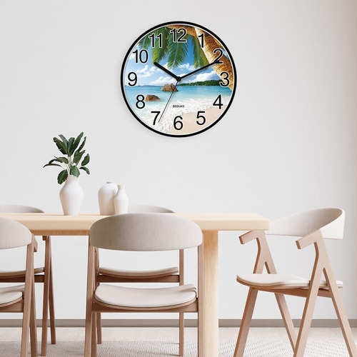 Reloj De Pared Sin Tictac, Gran Número, Costero, Playa, Func