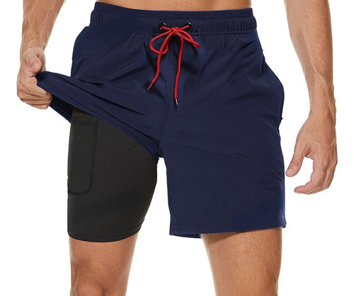 Traje De Baño Hombre 2 In 1 Bañador Derportivo Para Playa