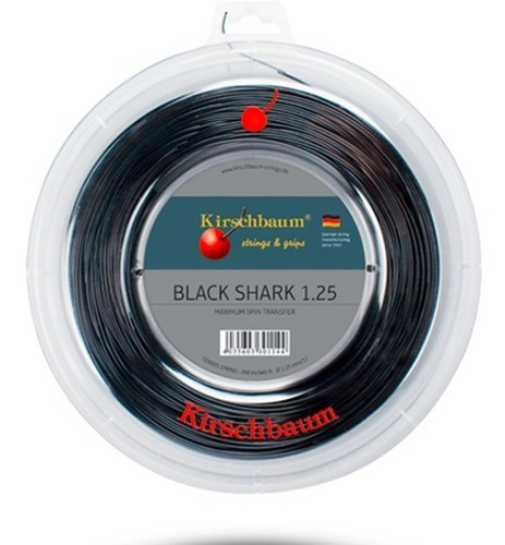Cuerda Para Raqueta Kirschbaum / Black Shark 1,25 / Negro