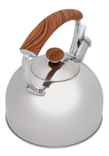 Chaleira Com Apito Em Aço Inox Prata 2,5l Mimo Style