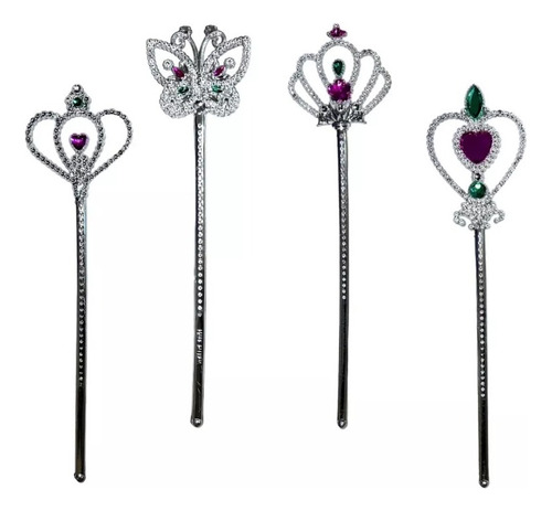12 Varita Princesa Plata Reina Disfraz Frozen Hada Fiesta