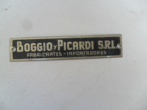 Insignia Antigua Cartel Boggio Picardi Srl Aluminio 