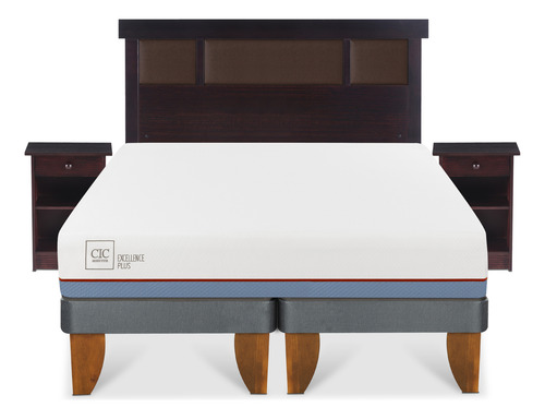 Cama Europea Excellence Plus 2p Bd New Dublin Choc S/t