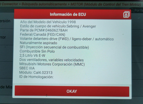 Computadora Motor Sebring Avenger 1997-1998 2.5l 04606278ah (Usado)