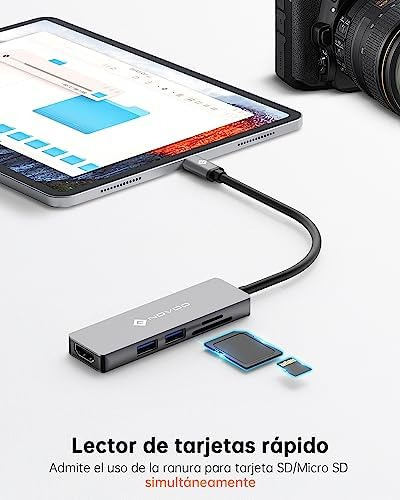 Conector Usb-c Hub 4k Con Hdmi Y Múltiples Puertos