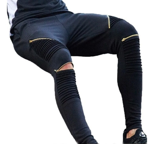 Pantalon Sudadera Jogger Zipper Negro Original Maxi®