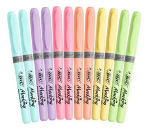 Marcadores em tons pastel Bic Marking, marcadores de 12 peças