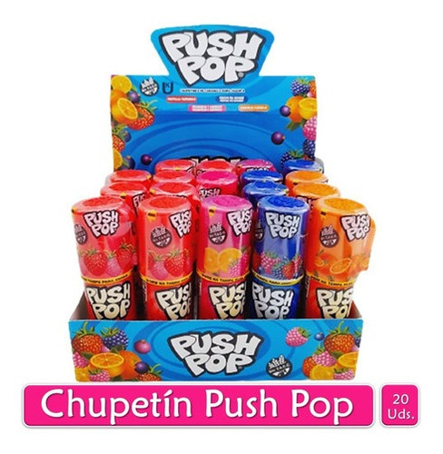 Chupetin De Caramelo Duro Sabor A Frutas Push Pop X20 Uds