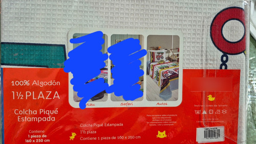 Cubrecama Pique Infantil Tractores Verano 1p1/2 Azul Tractores (Usado)