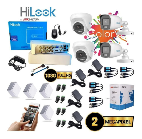 Cámaras Seguridad Hikvision Hilook Color Vu Dvr 8ch + 4 Cam