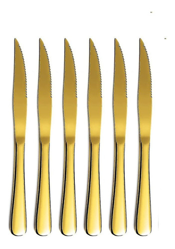 Cuchillo De Mesa Cubierto Dorado En Acero Inoxidable X6 Und
