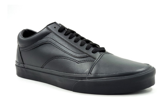 vans negras piel