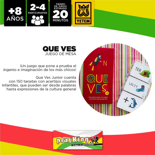 Imagen 2 de 10 de Que Ves Junior Juego Mesa Acertijos Niños Yetem Playking