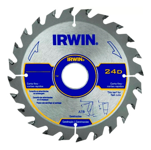 Lâmina De Serra Circular Widea Irwin 250mm 24 Dentes Cor Prateado