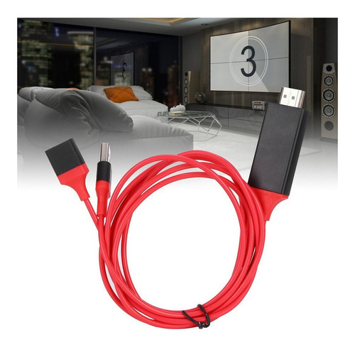 Cable Adaptador Usb Macho Y Hembra A Hdmi Hdtv 1080p Av Color Rojo