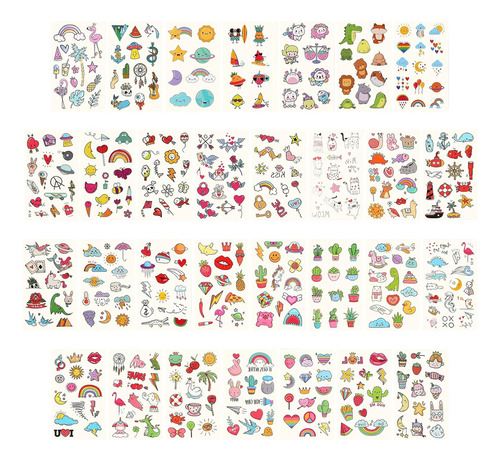 90 Hojas Tatuajes Temporales Para Niños Fiestas Color Pack Of 1