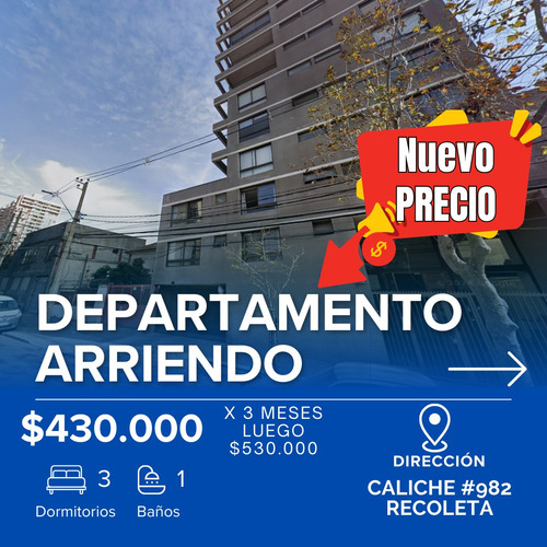Arrienda En Caliche 982, Recoleta ¡3d + 2b Con Piscina