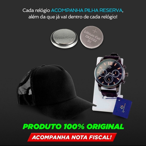 Kit Relógio Masculino Orizom + Boné Original Garanta + Nf