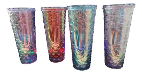 Vaso Vintage Con Escamas De Sirena Y Luz Led Color Al Azar