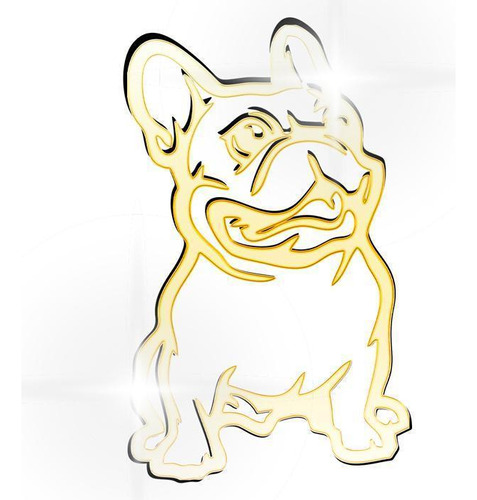 Acrílico Decorativo Espelhado Cachorro Pug Dourado