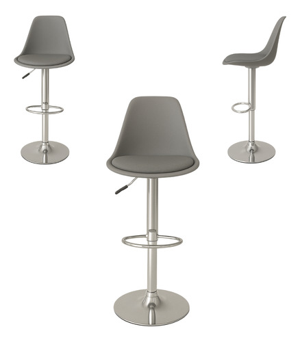 Banco Alto Eames 1 Pz Para Barra Y Cocina Minimalista Acabado De La Estructura Plástico Color Gris