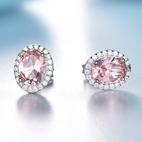 Aretes Pendientes De Plata 925 Con Gema De Morganita Mo1