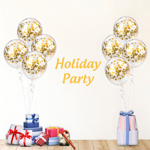 50 Latex Globos Transparentes Con Dorado Confeti 12 Pulgadas