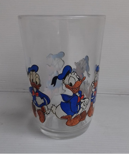 Antiguo Vaso Pato Donald Oficial Disney Vidrio Brasil 10,5x7