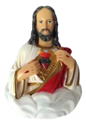 Imagem De Sagrado Coracao De Jesus 15 Cm Busto Parede Cor pintura a mão