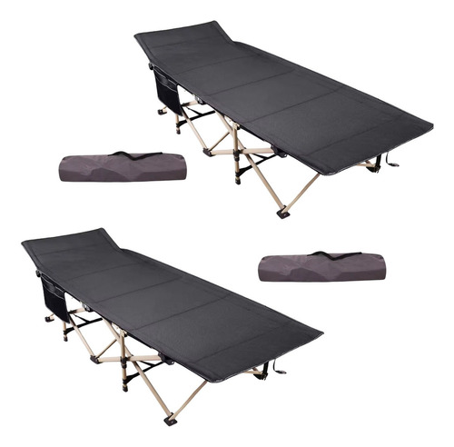 2 Catre Cama De Campaña Camping Plegable Portátil Sencilla Color Gris Oscuro