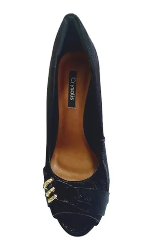 Sapato Crysalis Peep Toe Feminino 50894185 Preto Parcelamento