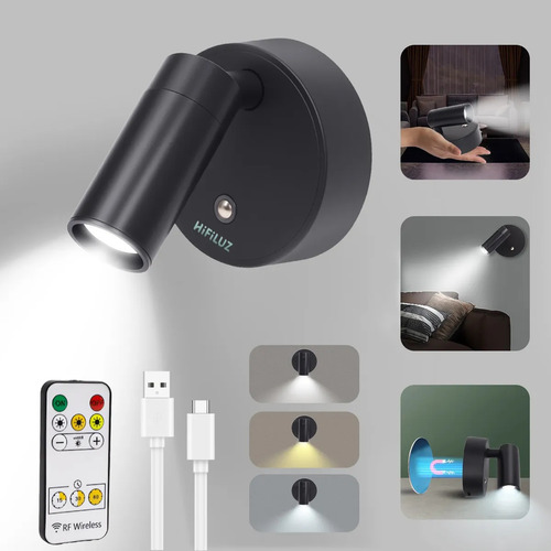 Hifiluz Lámparas De Techo Sala Led Lámparas Pared Decorativas Moderna Con Mando A Distancia 3 Temperaturas De Color Y Regulable Magnética 360° Rotación Inalámbrica Para Lectura Cabecera Pasillo